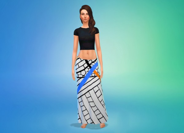  Seventhecho: Black Cropped Maxi Skirt