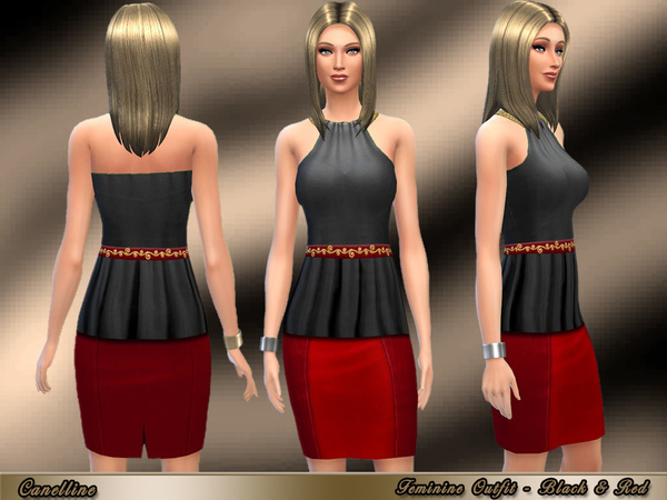  The Sims Resource: Feminine Outfit in Two Colors by Canelline