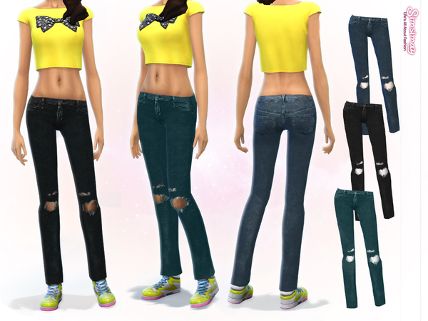  The Sims Resource: Spectrum Ripped Jeans 3 Colors