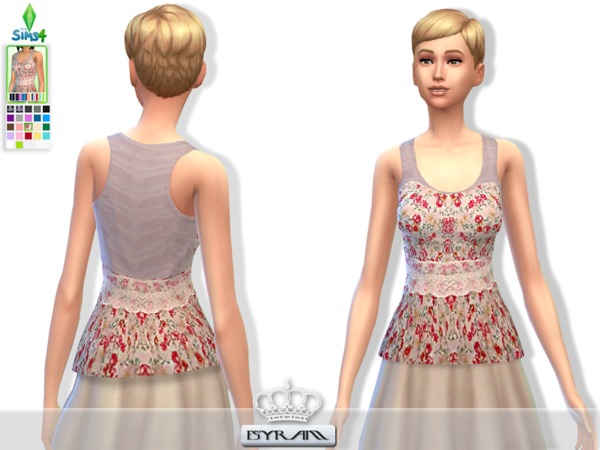  The Sims Resource: Floral Lace Top by EsyraM