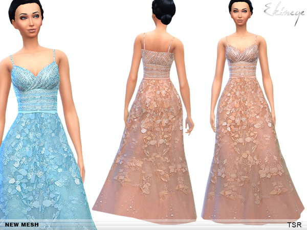 The Sims Resource: Embroidered Gowns by Ekinege