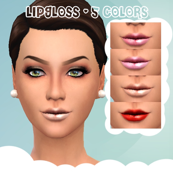  Mod The Sims: 5 Lipgloss Pack by Cloud9sims