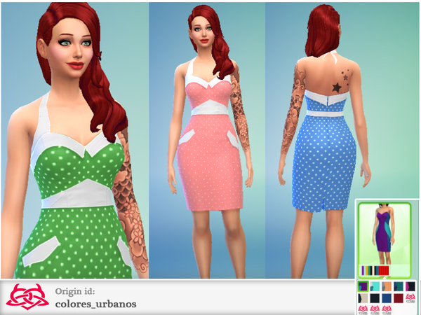 The Sims Resource: Set pin up polka dot pencil dress by Colores Urbanos
