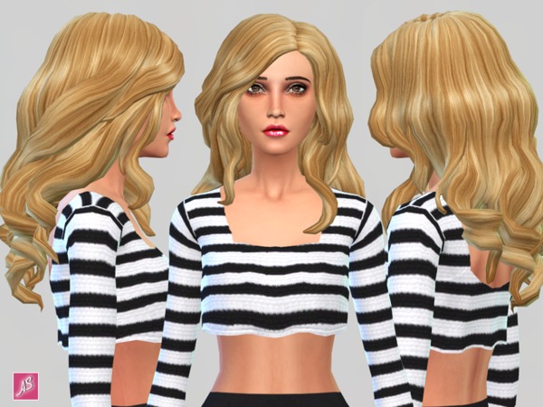  The Sims Resource: Blonde Ambition   Long Wavy Over Shoulder by ALexandra Sine