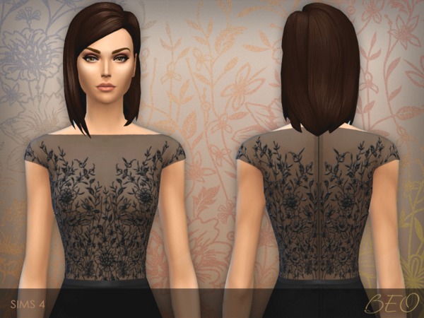  The Sims Resource: Dress with embroidered transparent top by Beo2010