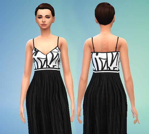  Pure Sims: Black and White Maxi Dress