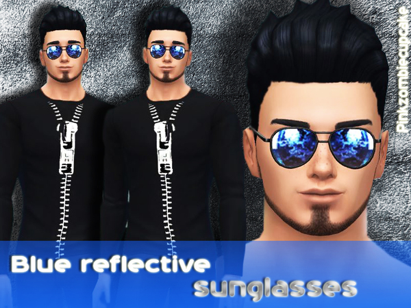  The Sims Resource: Blue reflective mirror sunglasses by Pinkzombiecupcake