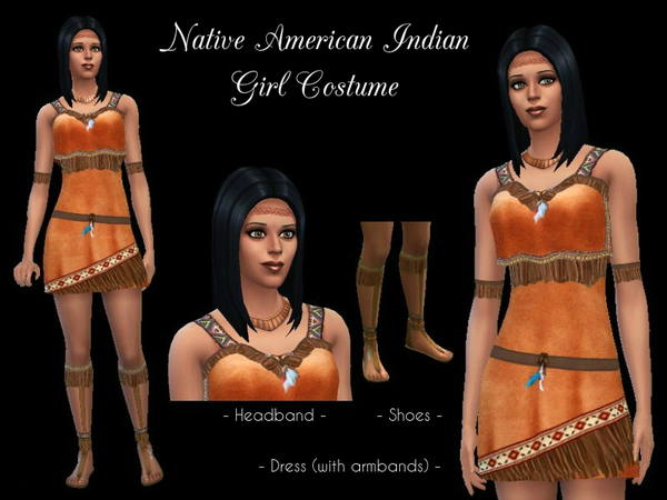  The Sims Resource: Native American Indian Girl Costume by Cocobuzz
