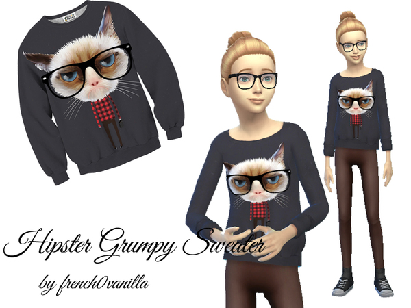  The Sims Resource: Grumpy Cat Sweater by french0vanilla