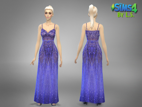 The Sims Resource: Purple/Lilac Haute Couture Gown by Lady Shadow