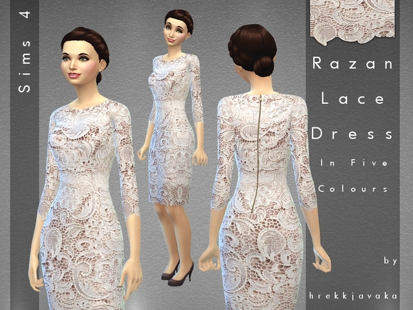  The Sims Resource: Razan Lace Dress by hrekkjavaka