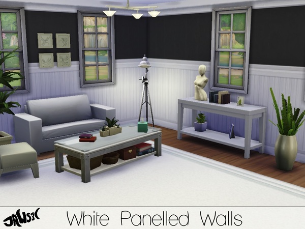  The Sims Resource: White Panelled Walls Set by Jaws3