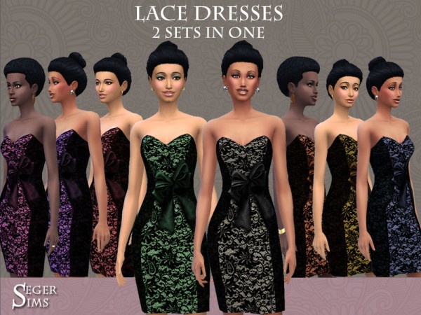  The Sims Resource: 8 Lace Dresses by Seger Sims