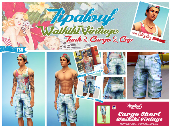  The Sims Resource: Cargo Shorts Waikiki Vintage Shorts by Tipalouf