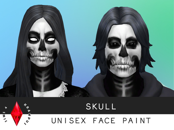  The Sims Resource: Unisex Skull Face Paint by SIms4Krampus