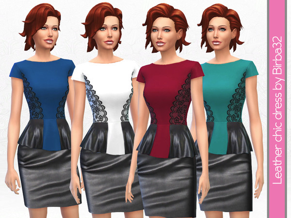 The Sims Resource: Leather and lace dress by Birba32