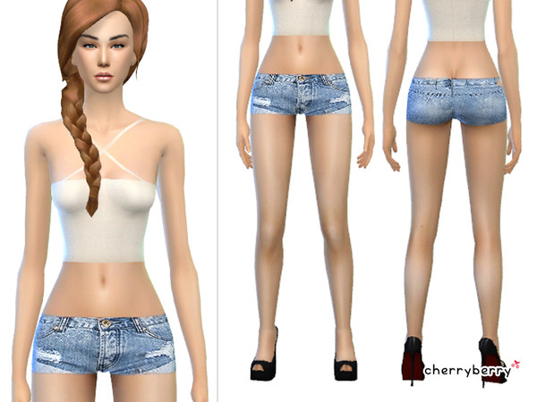 The Sims Resource: Distressed shorts by CherryBerrySim