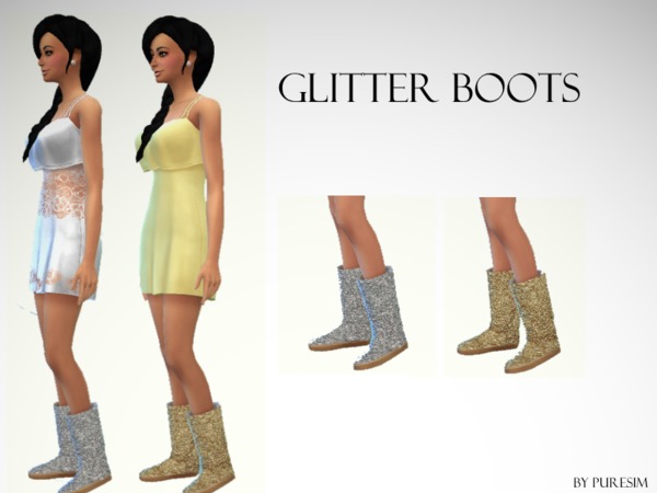  The Sims Resource: Glitter Boots by Puresim