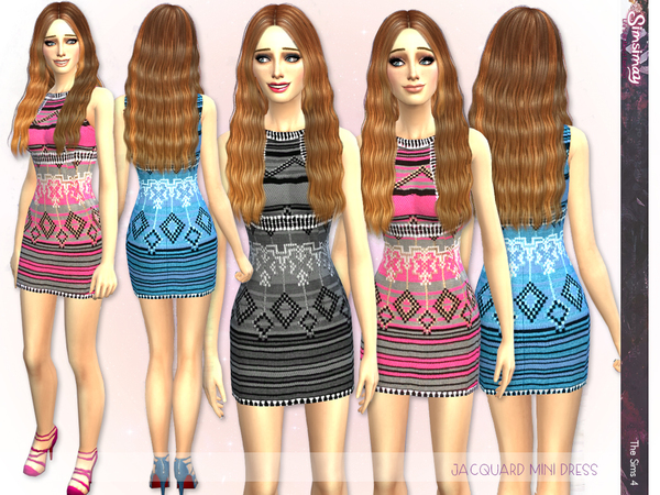  The Sims Resource: Milhey Jacquard Mini Dress by Simsimay