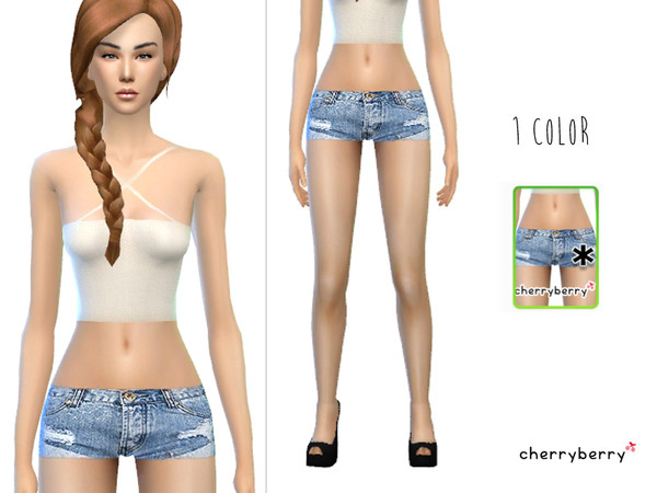 The Sims Resource: Distressed shorts by CherryBerrySim