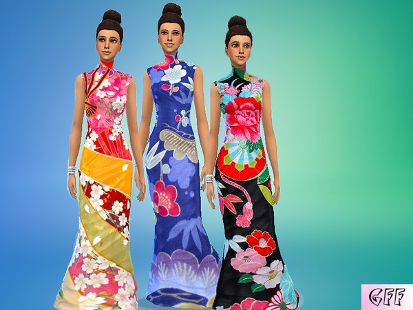  The Sims Resource: Colorful Kimono Set by GoForFink