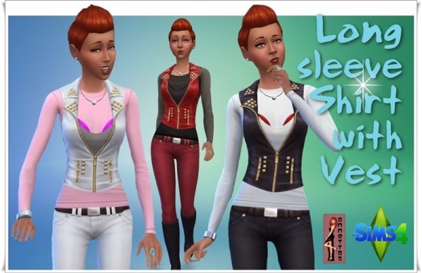  Annett`s Sims 4 Welt: Long sleeve Shirt with Vest