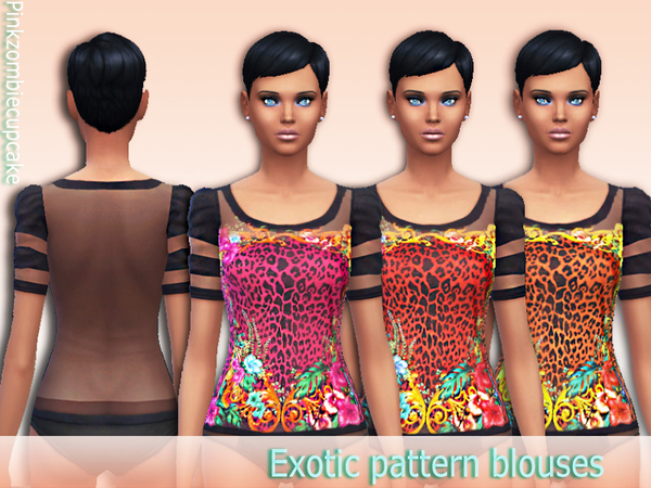  The Sims Resource: Exotic pattern blouses by Pinkzombiecupcake