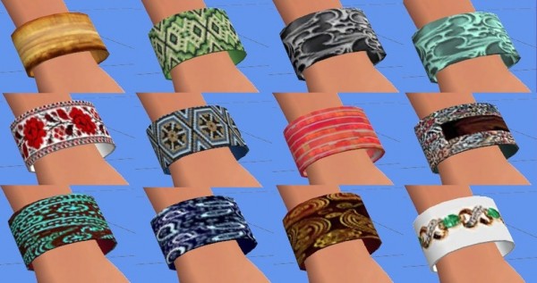  Mod The Sims: Wide bracelet (12 recolors) by Sauris