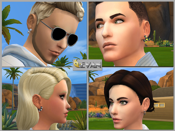  The Sims Resource: Evan yu Rivet Earrings by woodenhalo