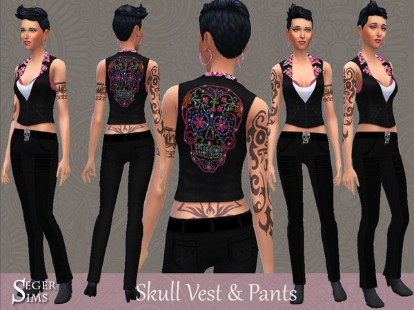  The Sims Resource: Skull Vest & Pants by SegerSims