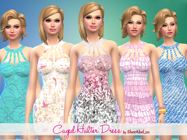  The Sims Resource: Caged Halter Dress Set by SherAbel 20
