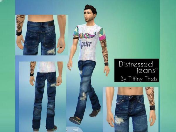  The Sims Resource: Distressed Blue Jeans Set by tiffybee