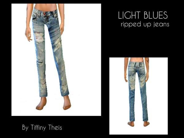  The Sims Resource: 3 Piece Set YAF stripes, boots and denim pants by Tiffybee