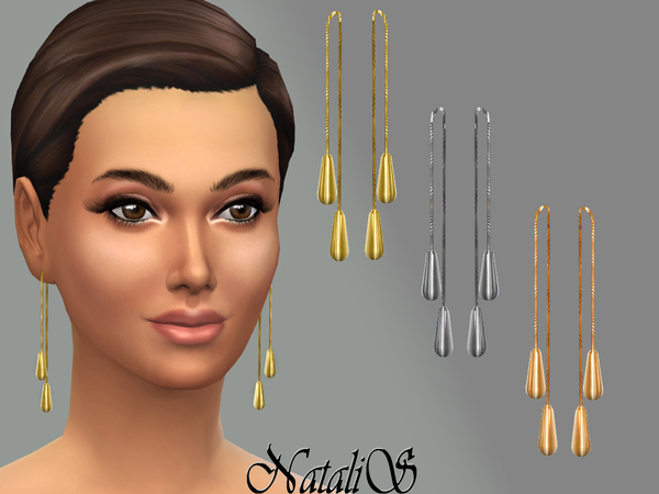  The Sims Resource: Metal droplet earrings by NataliS