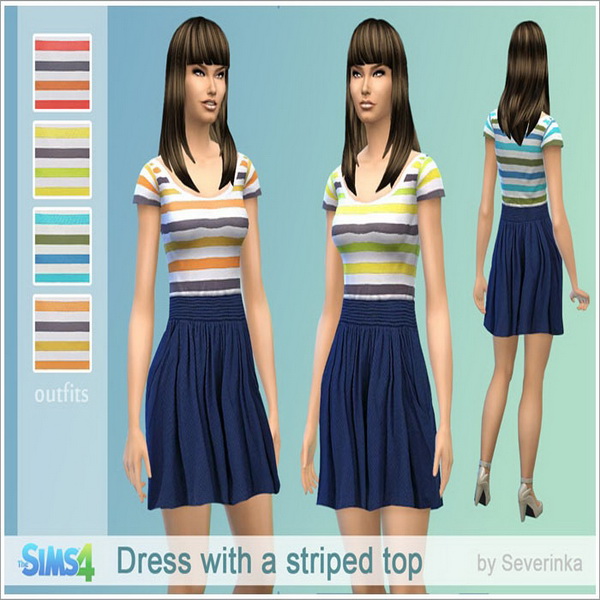  Sims by Severinka: Dress with a striped top