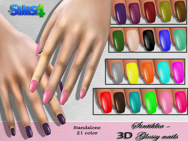  The Sims Resource: 3D Glossy Nails by Sintiklia