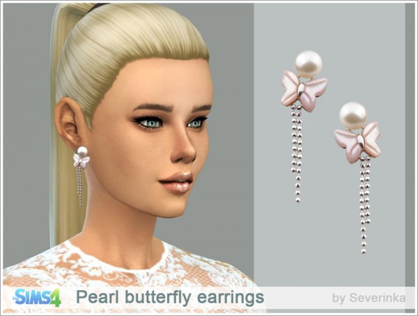  Sims by Severinka: Pearl butterfly earrings