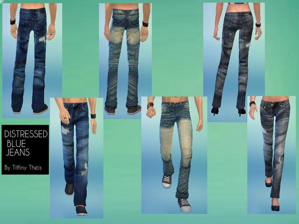  The Sims Resource: Distressed Blue Jeans Set by tiffybee