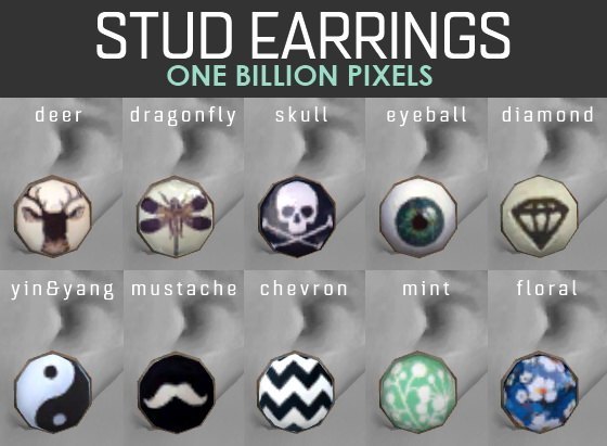  One Billion Pixels: Ten Stud Earrings