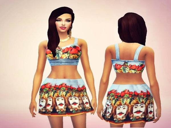  The Sims Resource: D&G Outfit Skirt and Top by Baarbiie GiirL