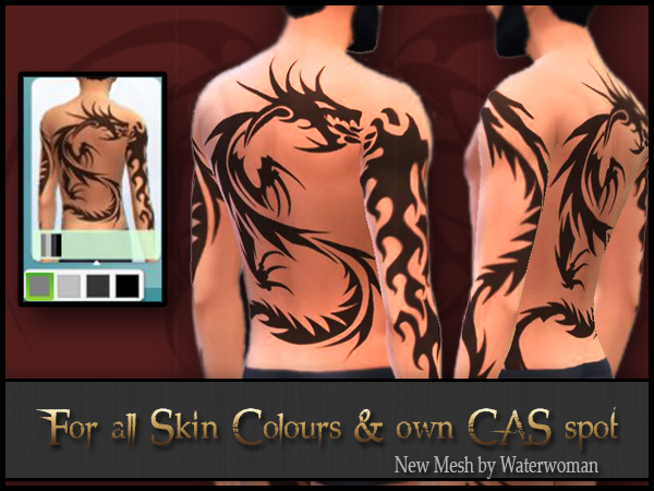  Akisima Sims Blog: Full Body Tattoo Mesh “Dragon”