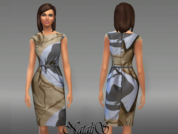  The Sims Resource: Abstract print dress by NataliS
