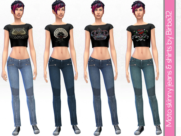  The Sims Resource: Skinny jeans and Blacky shirt by Birba32
