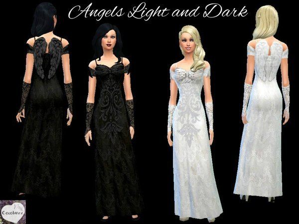  The Sims Resource: Angels Light and Dark Dresses by Cocobuzz