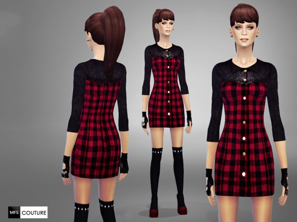  The Sims Resource: Tartan Mini Dress by Miss Fortune Sims