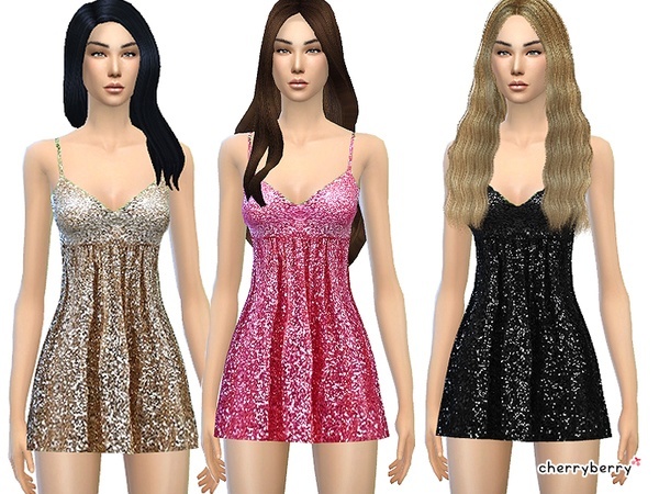  The Sims Resource: Glitter party dress by CherryBerrySim