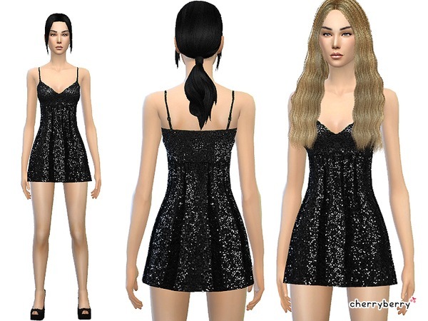  The Sims Resource: Glitter party dress by CherryBerrySim