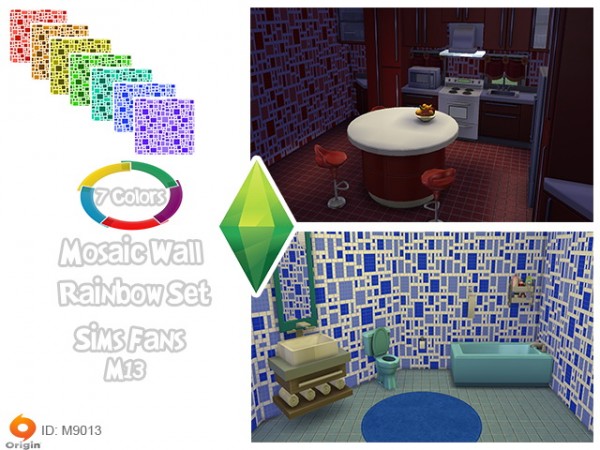  Sims Fans: Mosaic wall rainbow set by M13