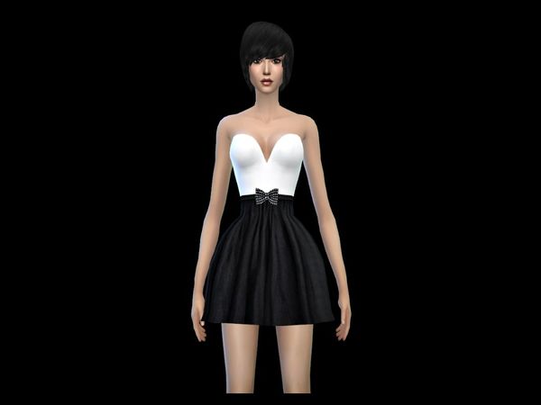  The Sims Resource: Sweet cute black and white dress by Simsoertchen