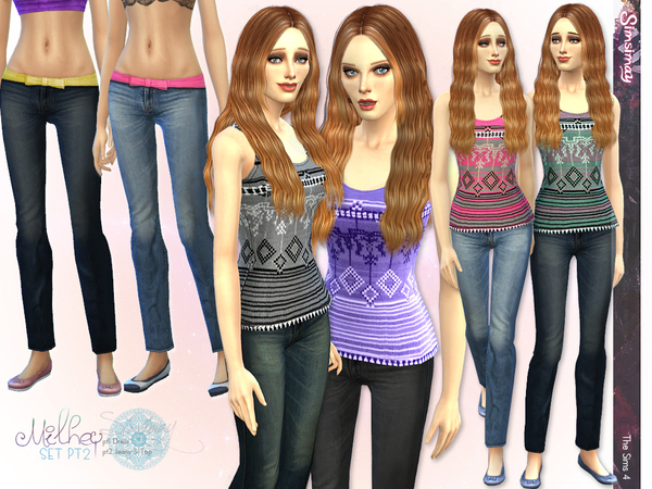  The Sims Resource: Milhey Pt2 Tank Top & Jeans by Simsimay